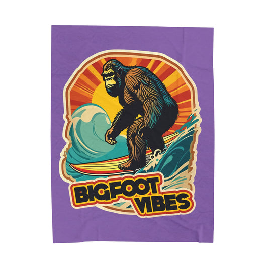 Bigfoot Vibes Purple Velveteen Plush Blanket