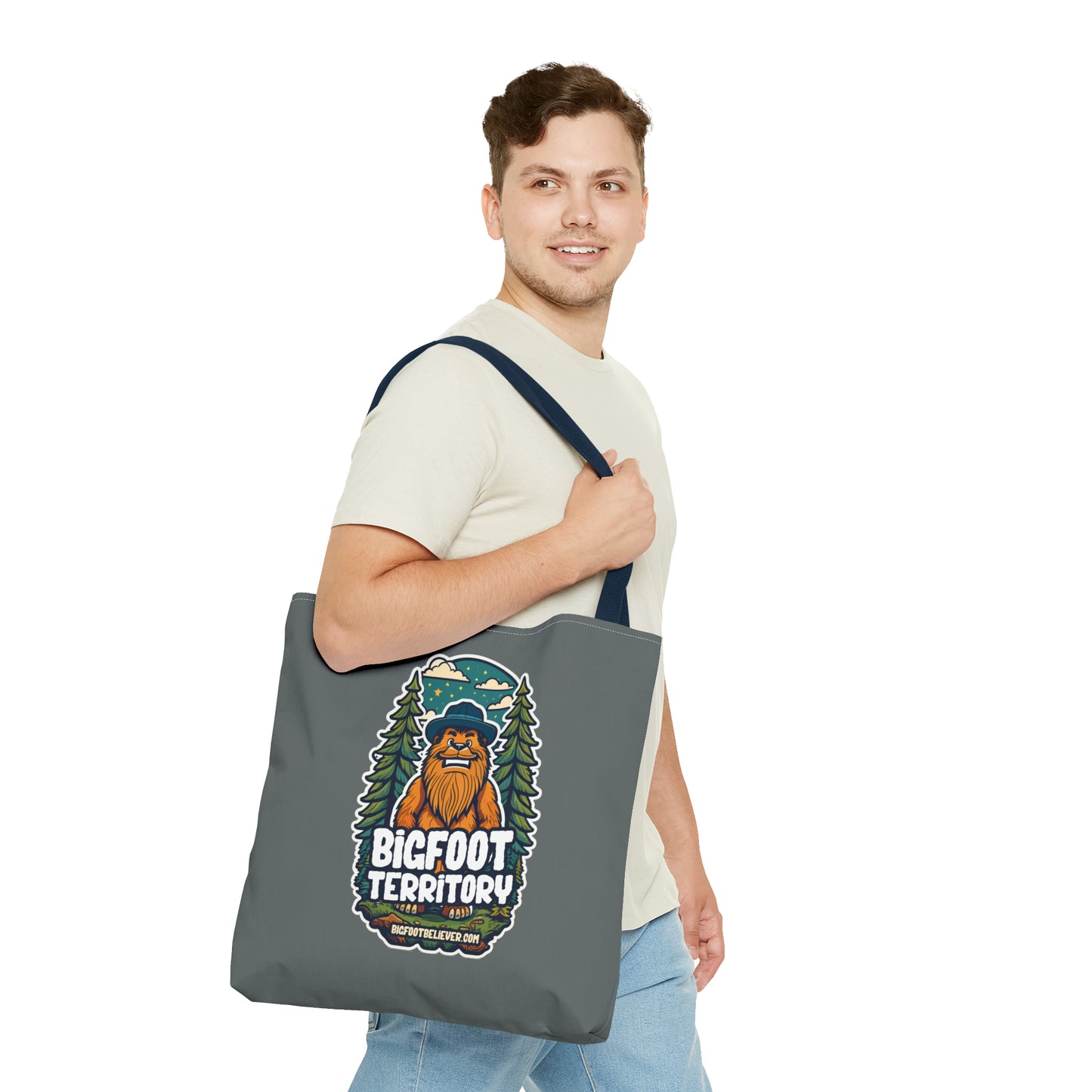 Bigfoot Territory ll Grey Tote Bag (AOP)