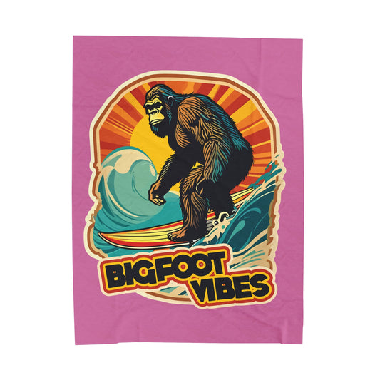 Bigfoot Vibes Pink Velveteen Plush Blanket