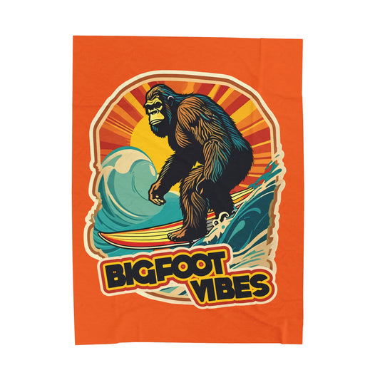 Bigfoot Vibes Orange Velveteen Plush Blanket