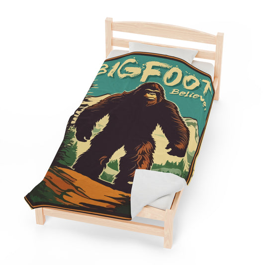 Bigfoot Believer Velveteen Plush Blanket
