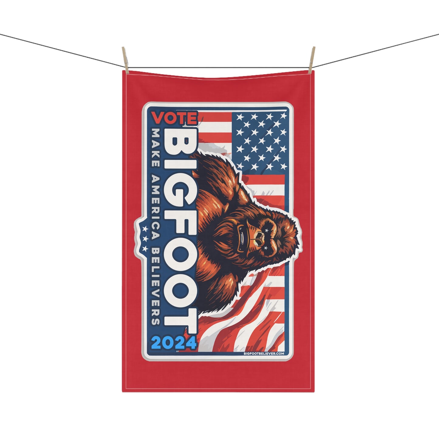 Bigfoot for President 2024 Red Kitchen Towel