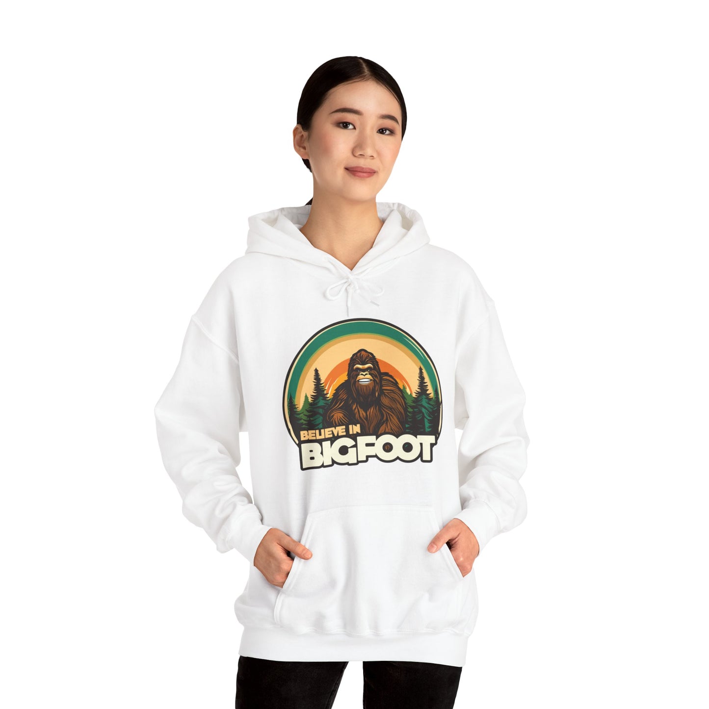 Believe in Bigfoot Unisex Adult Hooded Heavy Blend Sweatshirt