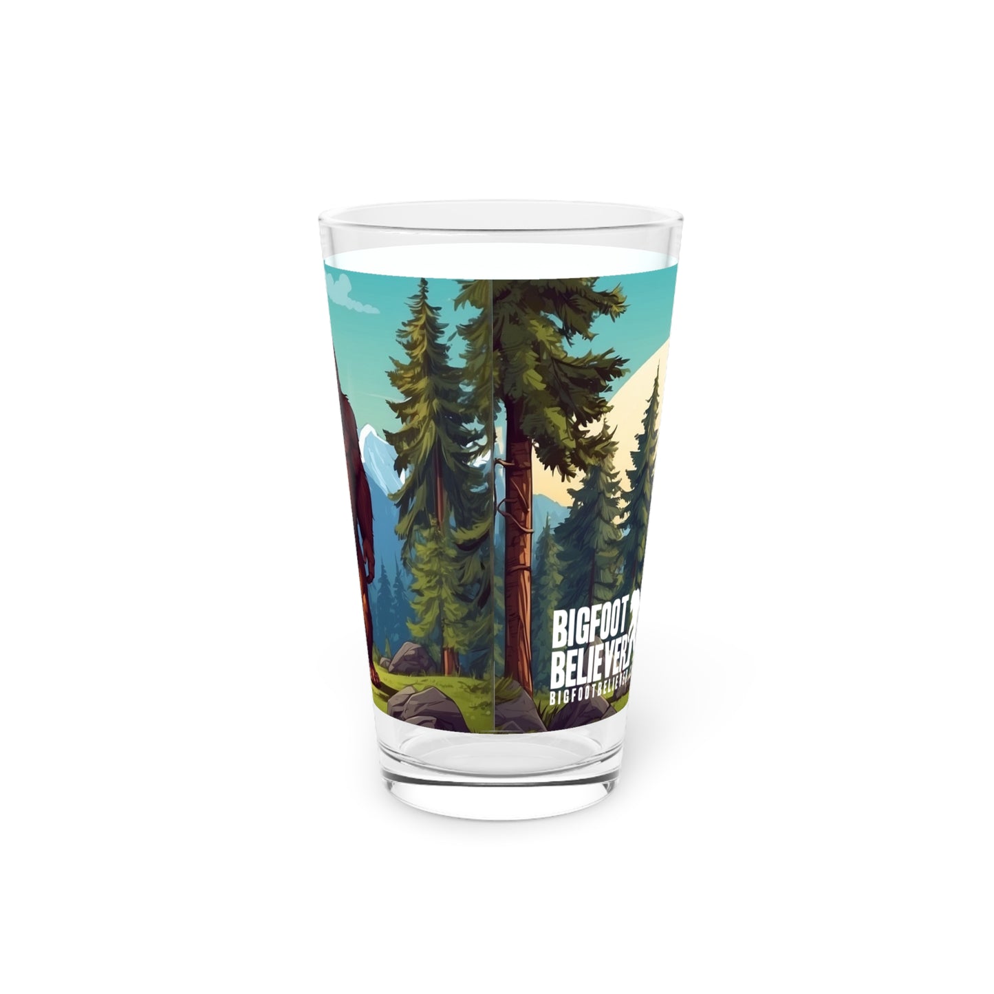 Bigfoot Believer Camper Pint Glass, 16oz