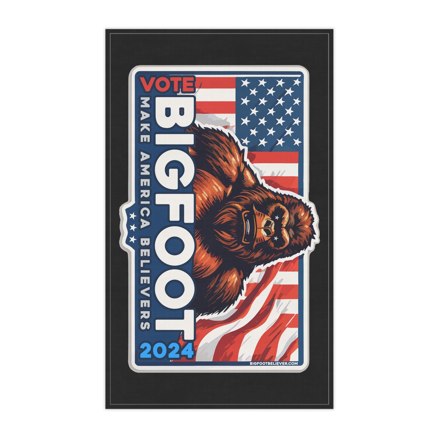 Bigfoot for President 2024 Black Kitchen Towel