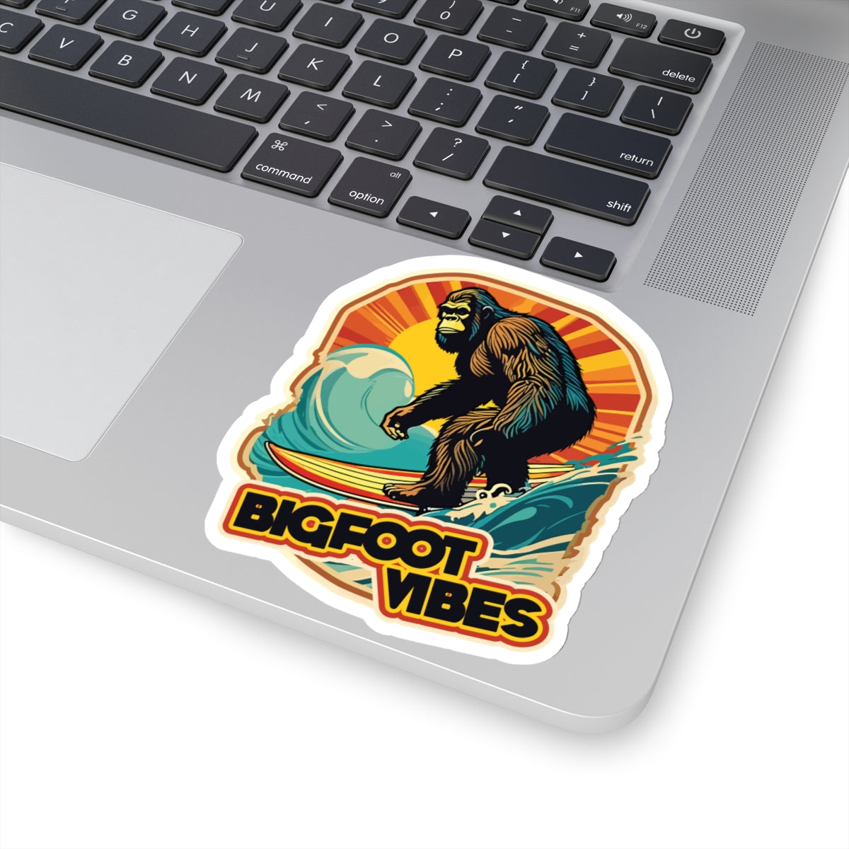 Surfing Bigfoot Kiss-Cut Stickers