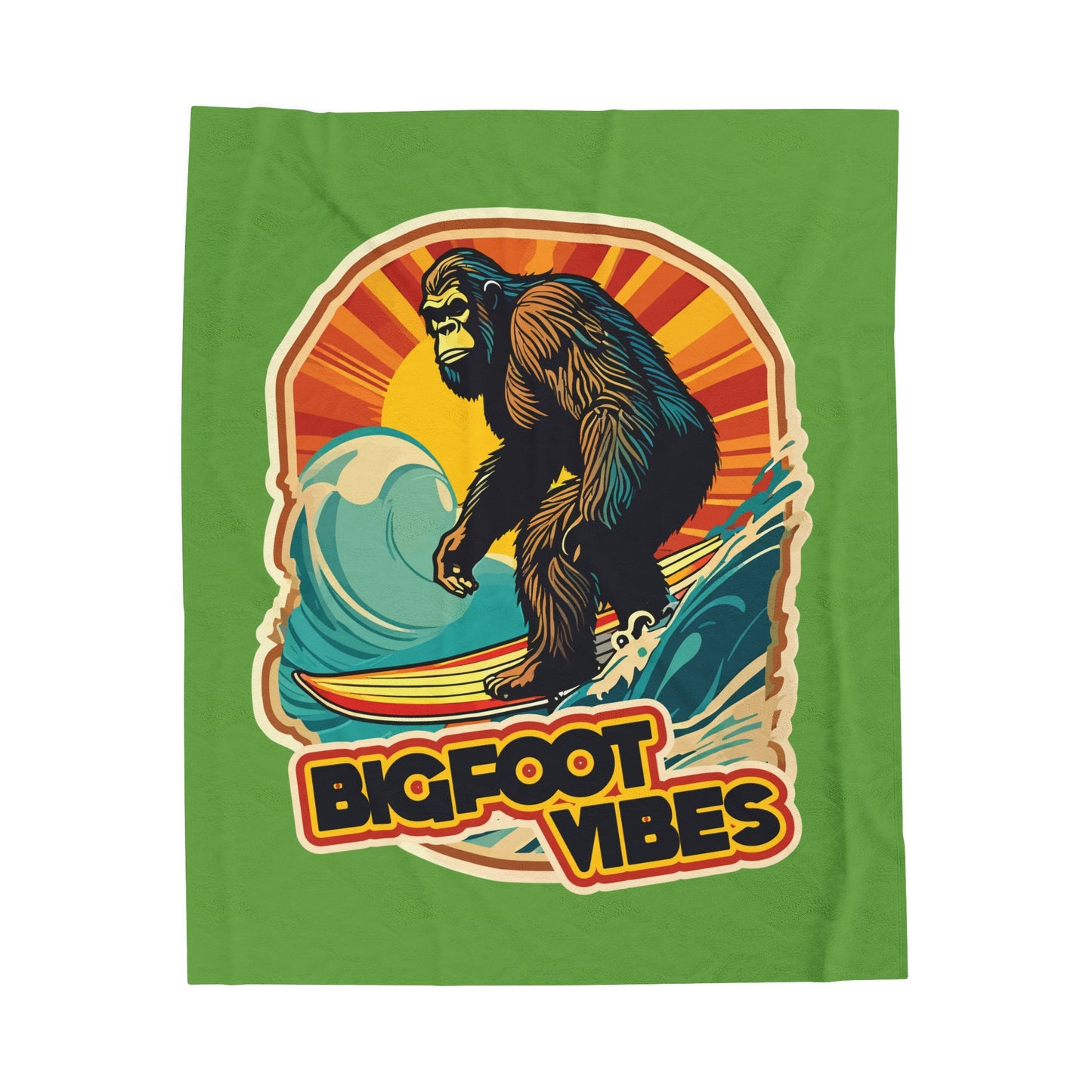 Bigfoot Vibes Green Velveteen Plush Blanket