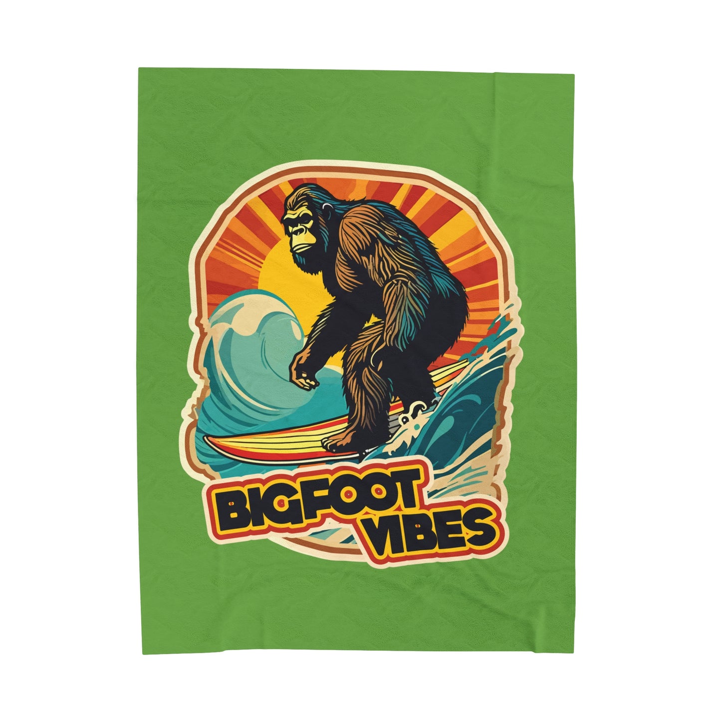 Bigfoot Vibes Green Velveteen Plush Blanket